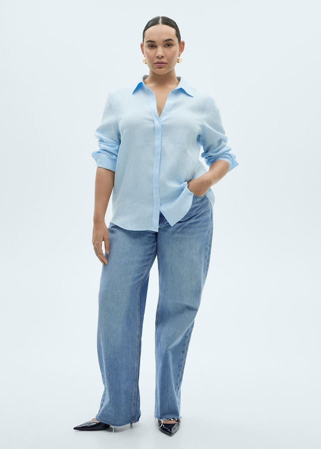 Mango Regular Fit-Leinenhemd Fabrik Onlineshop
