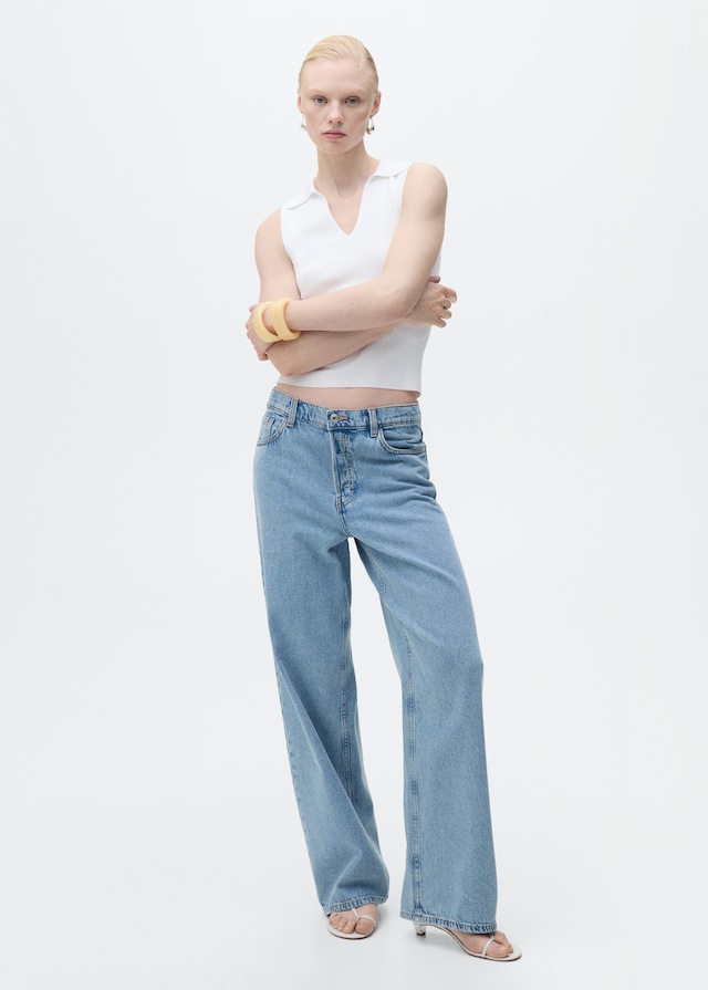Mango Strick-Top mit Poloshirt-Kragen Sonderangebot