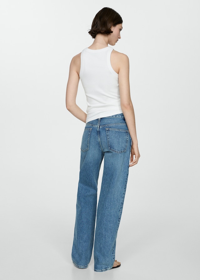 Mango Geripptes Top aus Baumwoll-Mix Flash Sale