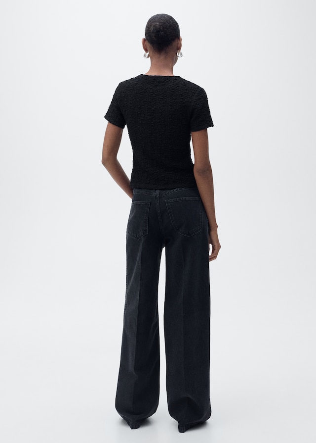 Mango Texturiertes T-Shirt aus Baumwollgemisch Begrenztes Angebot