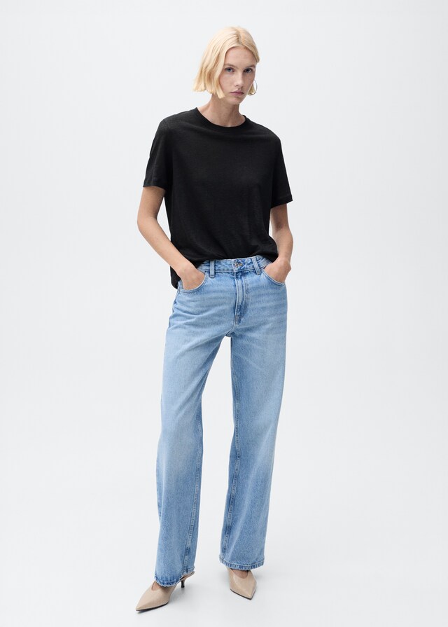Mango Kurzärmliges Leinen-T-Shirt Online Shopping