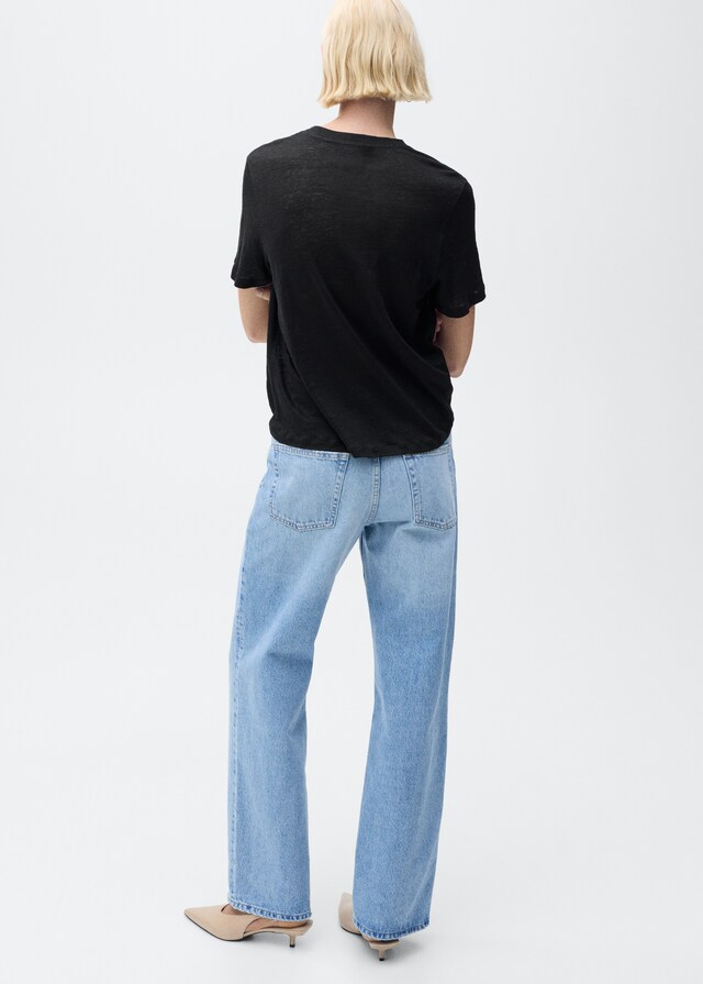 Mango Kurzärmliges Leinen-T-Shirt Online Shopping