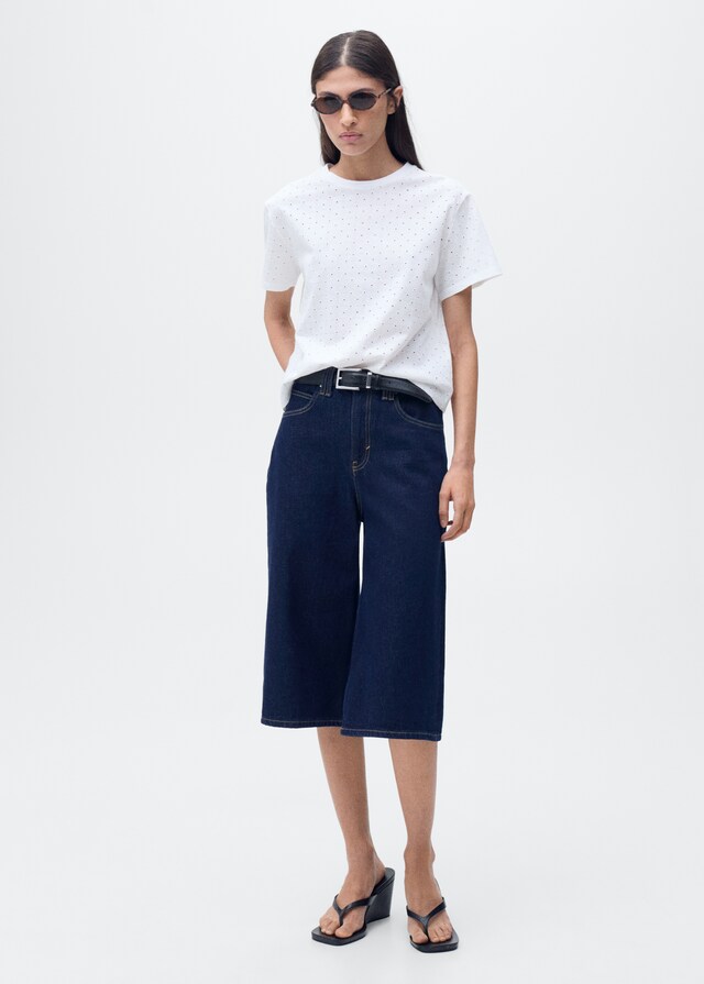 Mango Besticktes T-Shirt mit Ajourmuster Cyber Monday