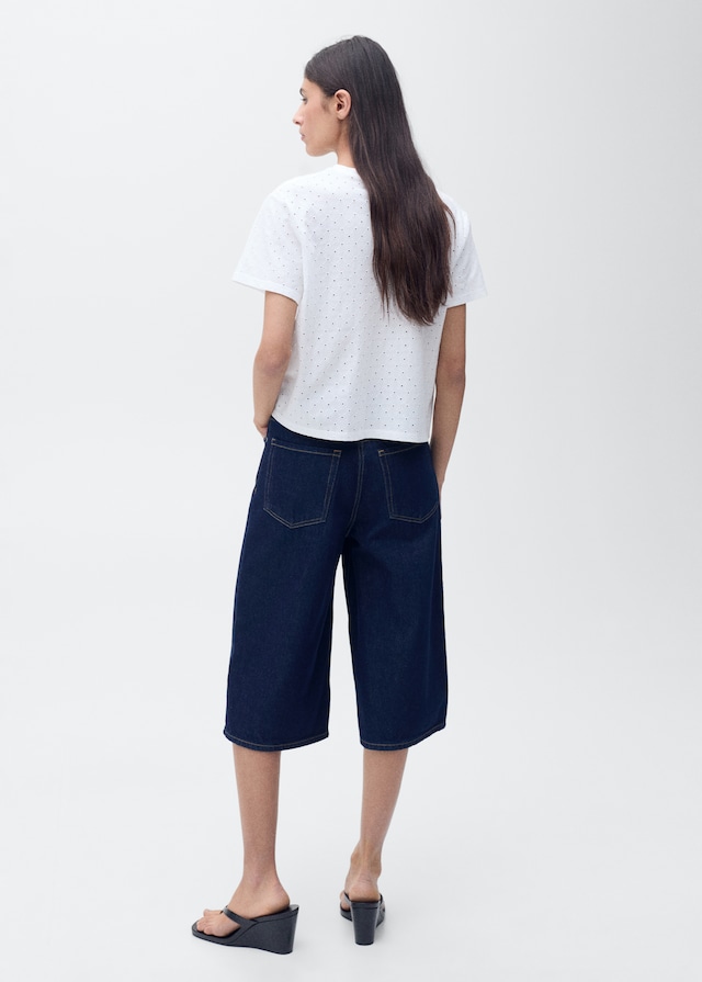 Mango Besticktes T-Shirt mit Ajourmuster Cyber Monday