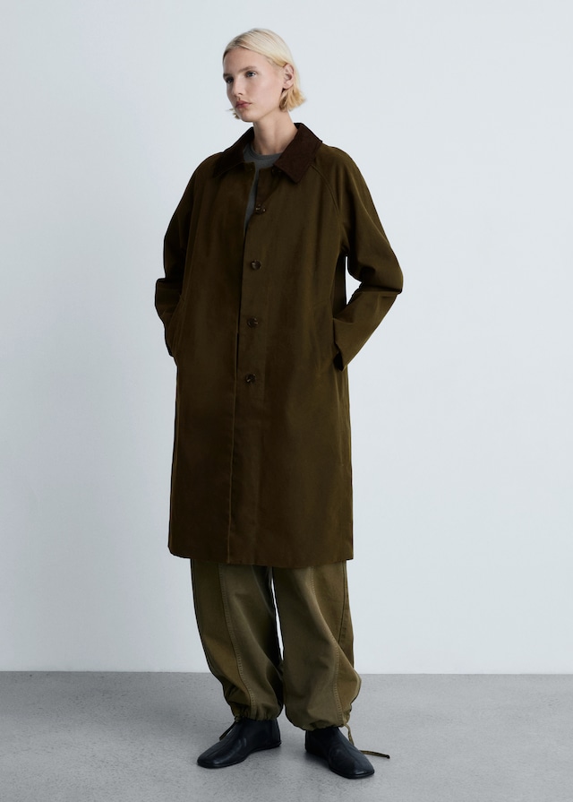 Mango Langer Parka mit Cordkragen Vierteljährliche Förderung