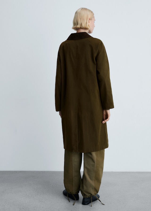 Mango Langer Parka mit Cordkragen Vierteljährliche Förderung