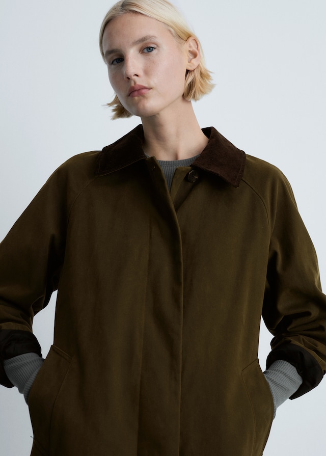 Mango Langer Parka mit Cordkragen Vierteljährliche Förderung