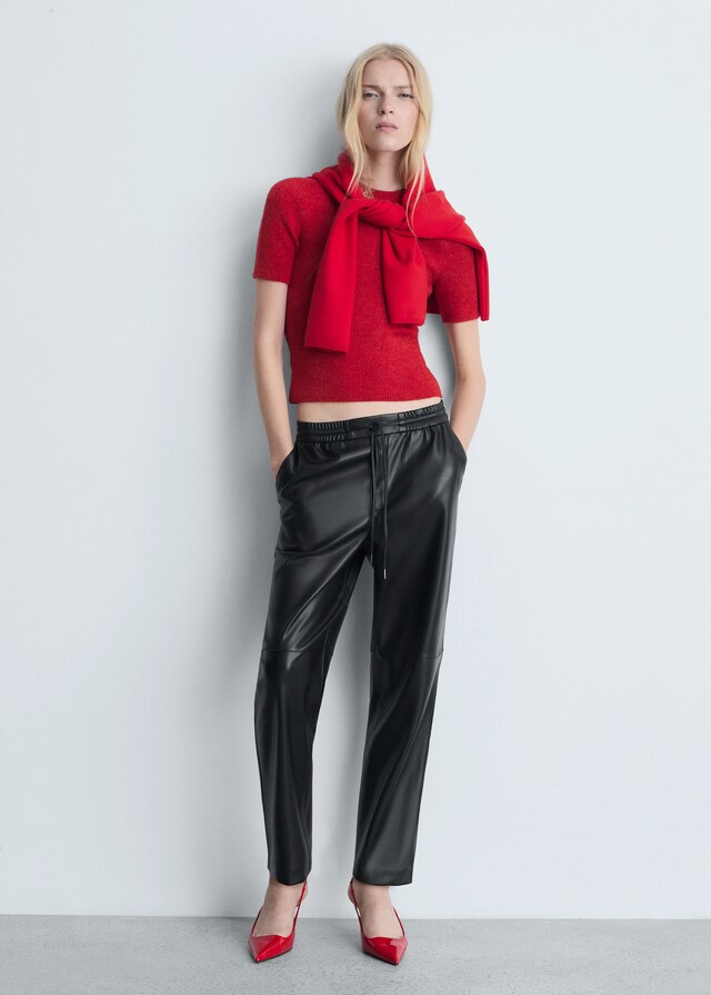 Mango Hose mit Stretchbund und Leder-Effekt Super Rabatt