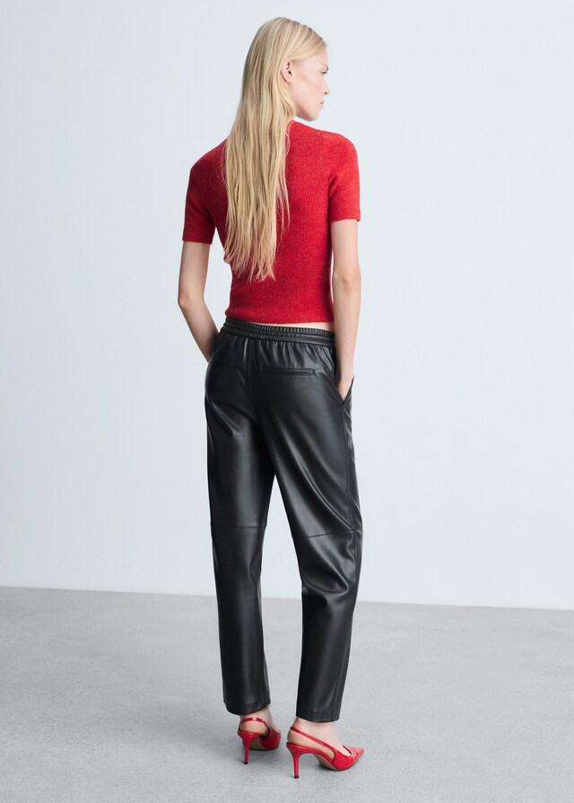 Mango Hose mit Stretchbund und Leder-Effekt Super Rabatt