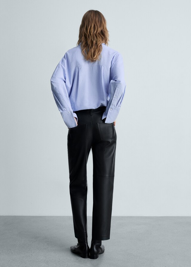 Mango Gerade Hose mit Leder-Effekt Riesige Rabatte