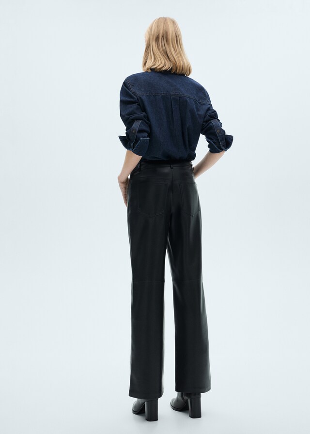 Mango Gerade Hose mit Leder-Effekt Clearance-Verkauf