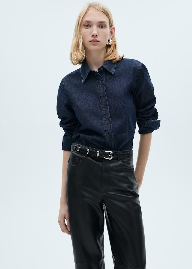 Mango Gerade Hose mit Leder-Effekt Clearance-Verkauf