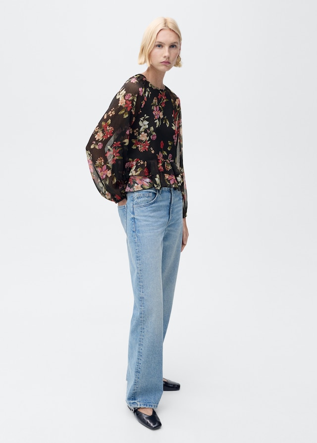 Mango Florale Rüschenbluse Im Verkauf