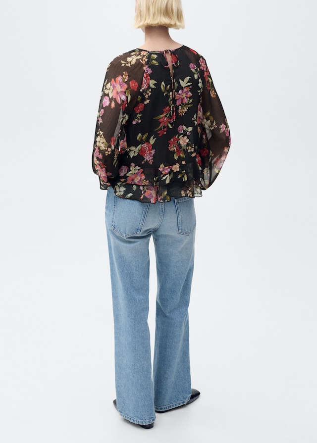 Mango Florale Rüschenbluse Im Verkauf