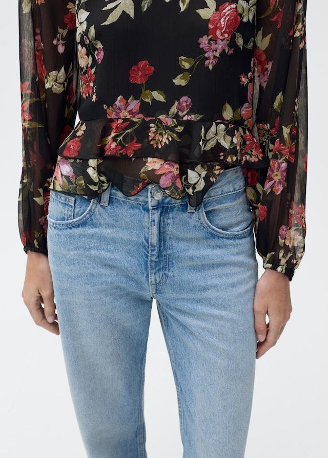 Mango Florale Rüschenbluse Im Verkauf