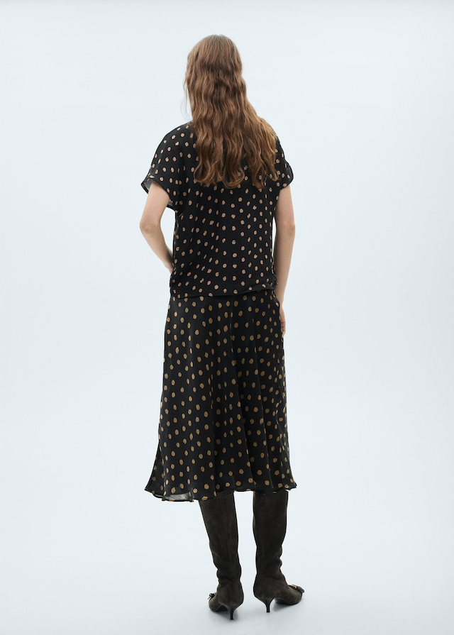 Mango Polka-Dots-Bluse mit drapiertem Kragen zollfrei