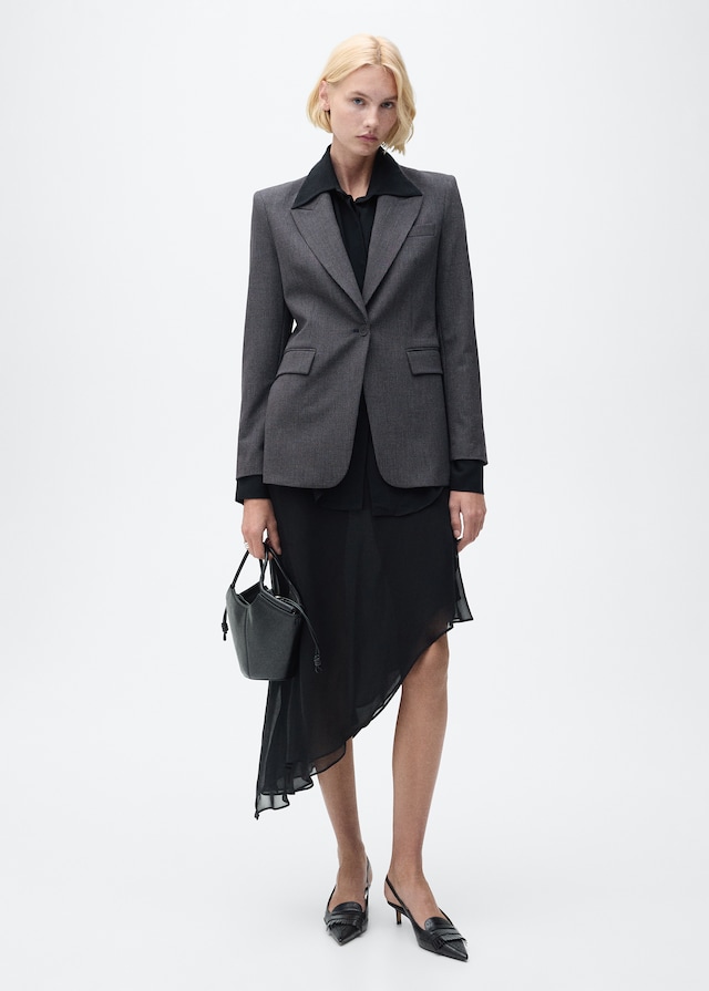 Mango Gerader Blazer mit Mikro-Hahnentrittmuster Rabatte dieses Monats