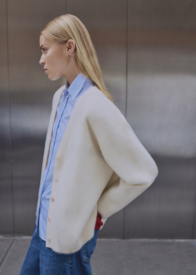 Mango Strickcardigan mit Fell-Effekt Outlet