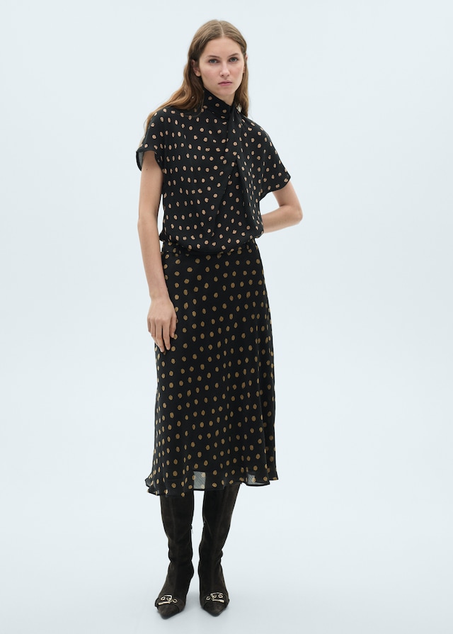 Mango Midi-Rock mit Polka Dots Schlussverkauf