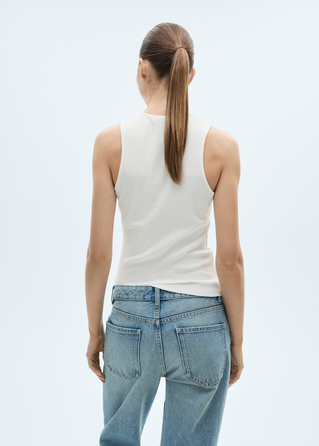 Mango Baumwoll-Top mit Rippmuster Limitierter Zeitrabatt