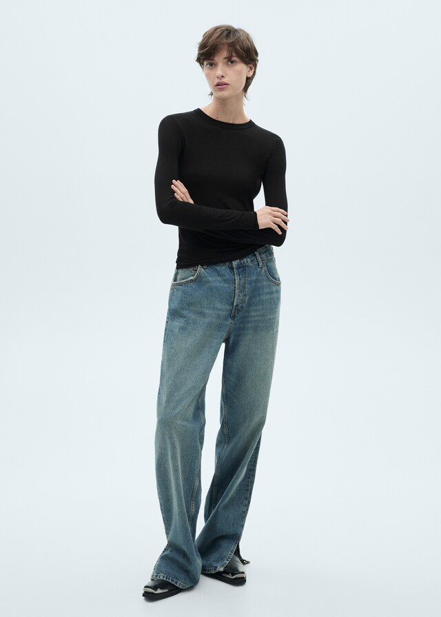 Mango Tailliertes Langarm-T-Shirt Preisnachlass