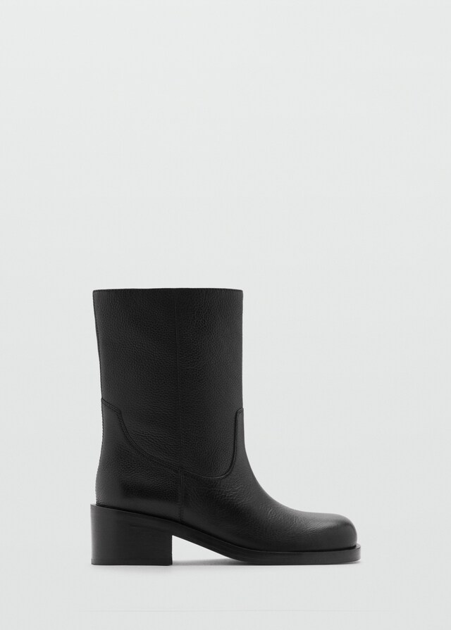 Mango Lederstiefelette mit Karrée-Spitze zollfrei