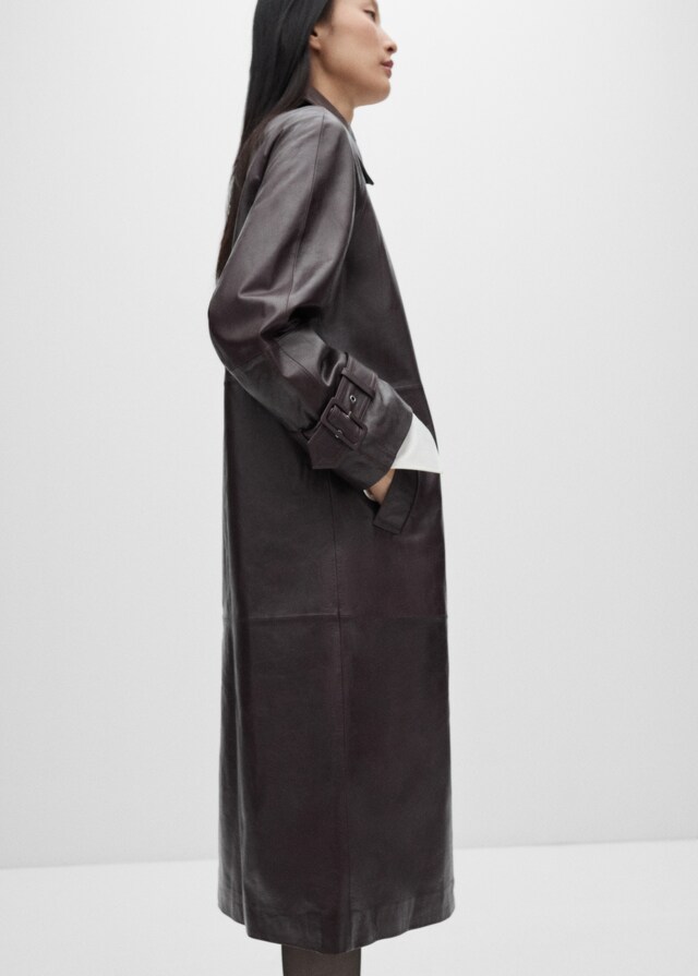 Mango Oversized-Mantel aus 100 % Leder Online