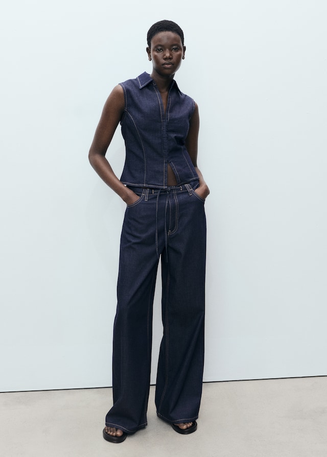 Mango Wideleg-Jeanshose mit Gürtel Fabrik Onlineshop