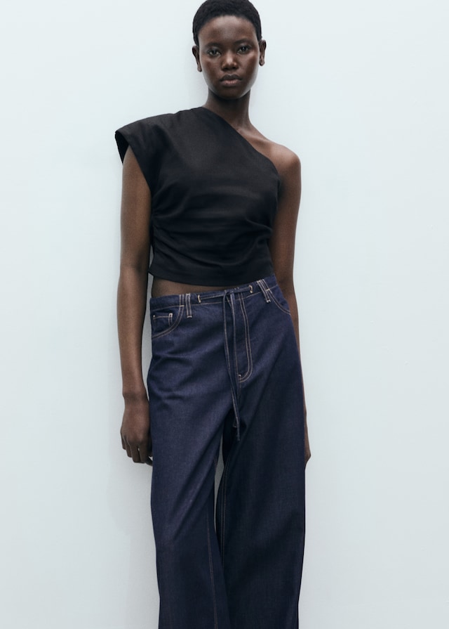 Mango Wideleg-Jeanshose mit Gürtel Fabrik Onlineshop