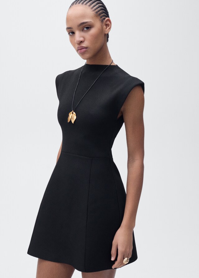 Mango Peplumkleid mit halbhohem Kragen