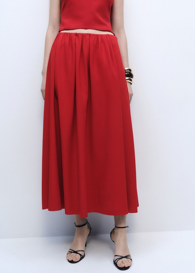 Mango Langer Rock mit geraffter Taille