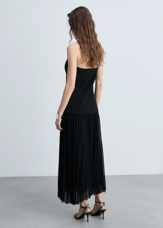 Mango Schulterfreies Kleid im Kontrastdesign Heißer Verkauf