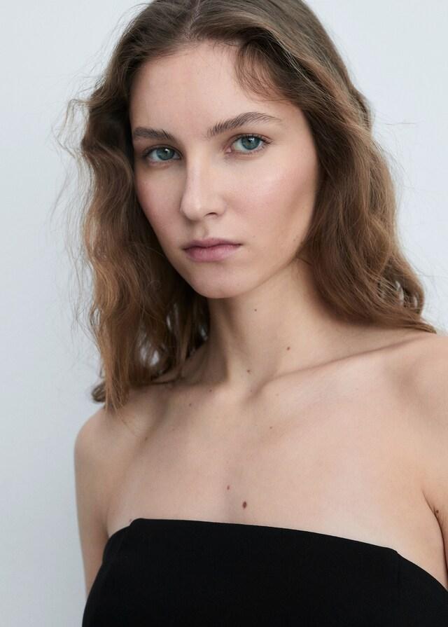 Mango Schulterfreies Kleid im Kontrastdesign Heißer Verkauf