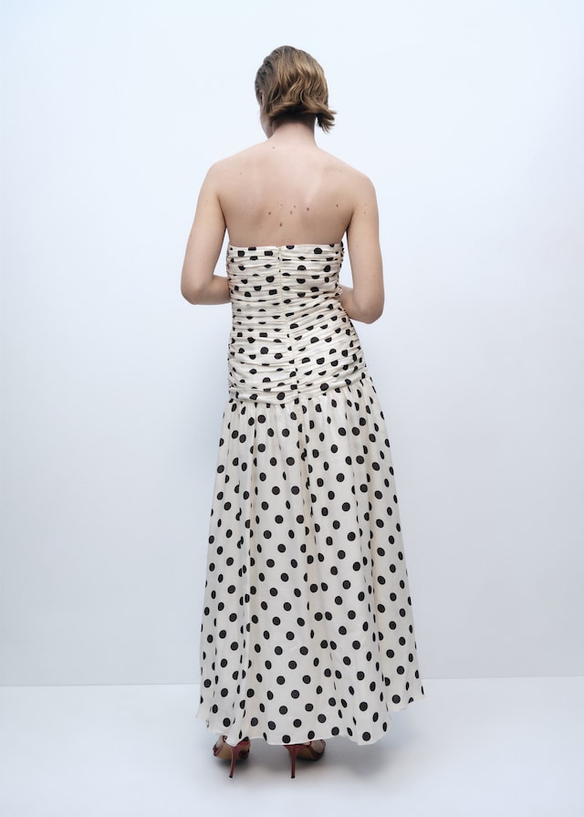 Mango Polka-Dots-Kleid mit drapiertem Oberteil Neueste Mode