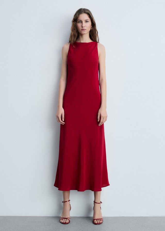 Mango Satiniertes Midi-Kleid Zeitlich begrenztes Angebot
