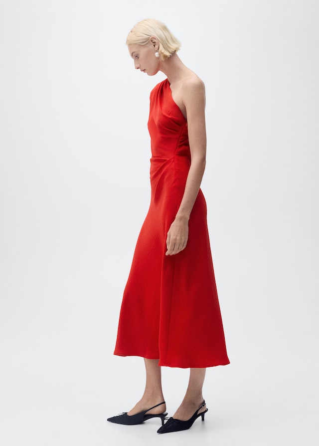 Mango Drapiertes Kleid mit asymmetrischem Design Große Rabatte