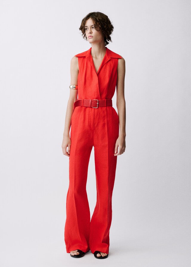 Mango Hemdblusen-Jumpsuit aus Leinen mit Gürtel Saisonale Angebote