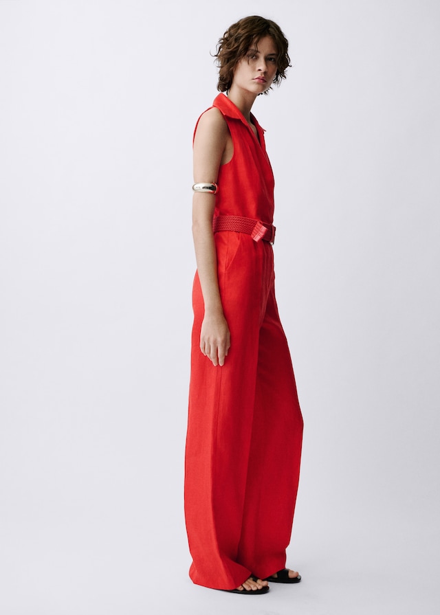 Mango Hemdblusen-Jumpsuit aus Leinen mit Gürtel Saisonale Angebote