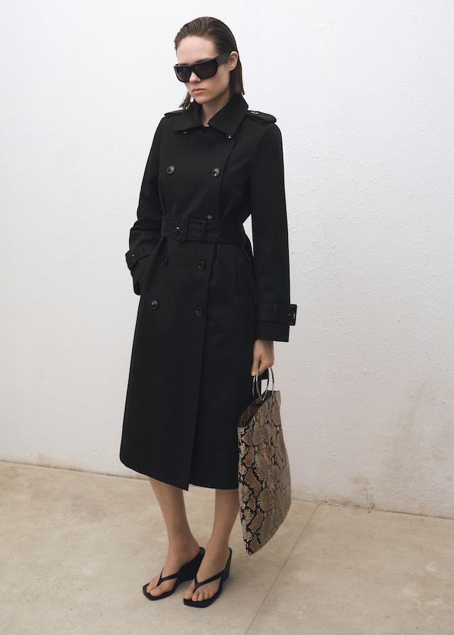 Mango Zweireihiger Baumwoll-Trenchcoat Bis zu 60% Rabatt
