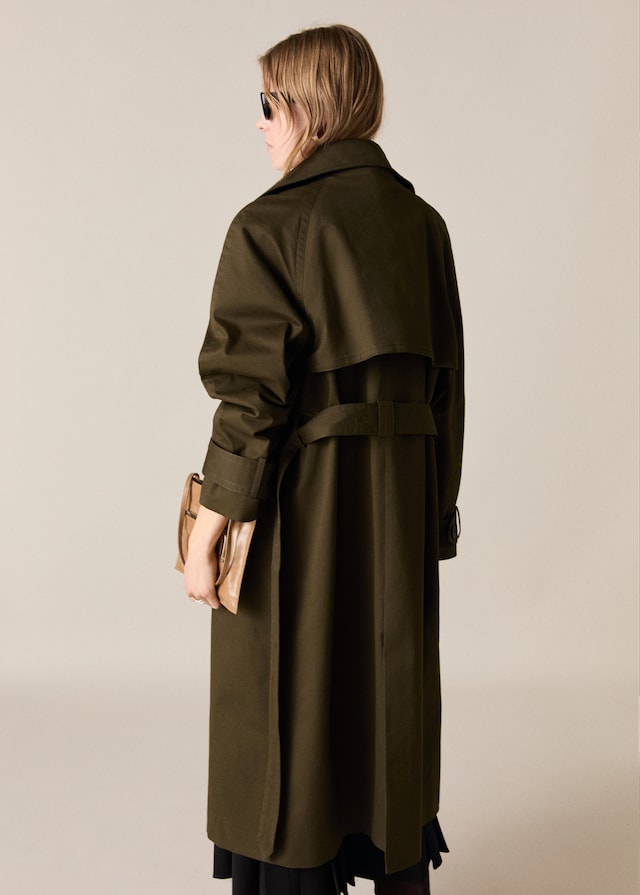 Mango Langer zweireihiger Trenchcoat Sonderangebot der Fabrik