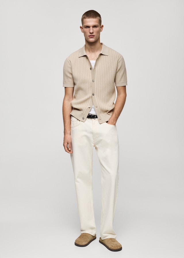 Mango Geknöpftes Poloshirt mit Baumwollstruktur Clearance-Verkauf