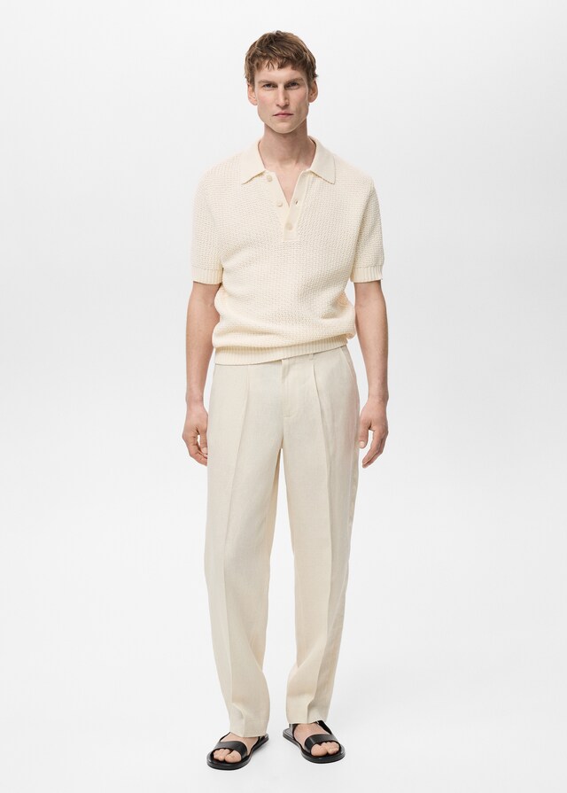 Mango Strick-Poloshirt aus Baumwolle mit Lochmuster Kostenloser Versand international