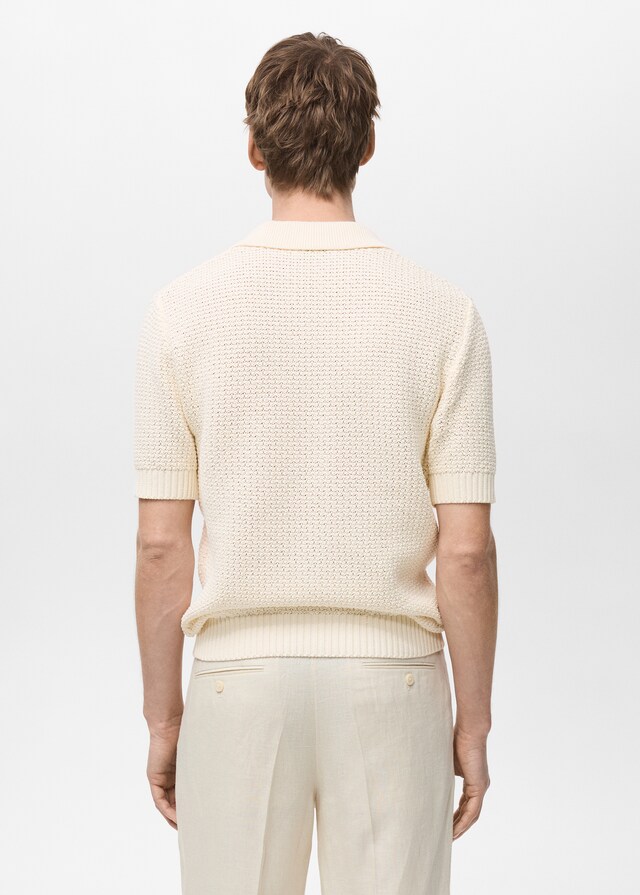 Mango Strick-Poloshirt aus Baumwolle mit Lochmuster Kostenloser Versand international