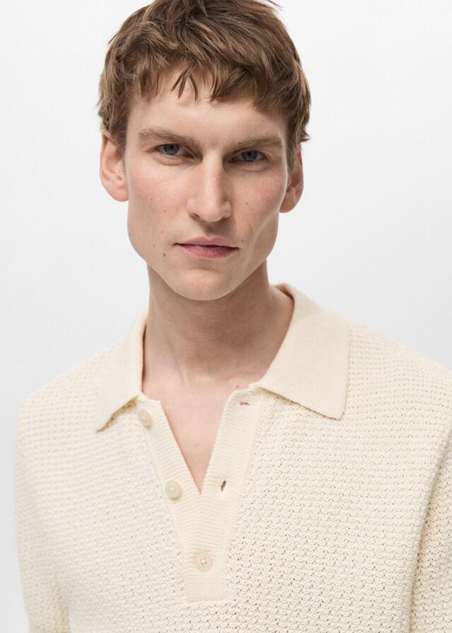 Mango Strick-Poloshirt aus Baumwolle mit Lochmuster Kostenloser Versand international