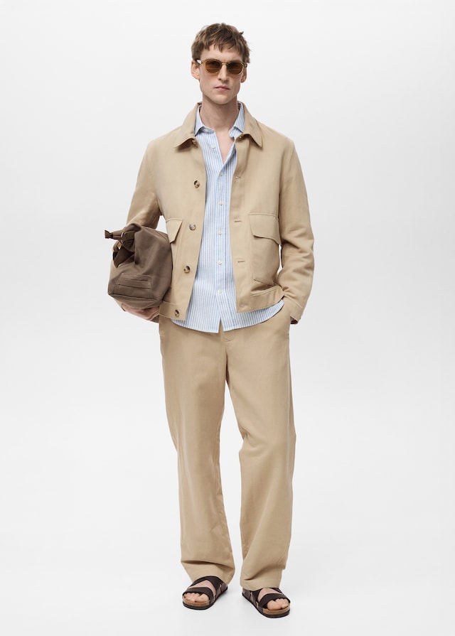 Mango Jacke aus Baumwoll-/Leinen-Mix mit Taschen zollfrei