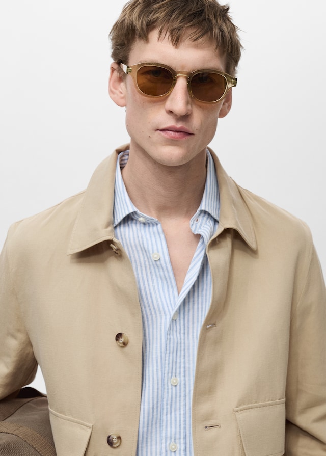 Mango Jacke aus Baumwoll-/Leinen-Mix mit Taschen zollfrei