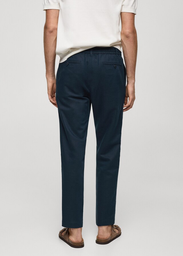 Mango Slim Fit-Leinenhose mit Kordel Auslauf