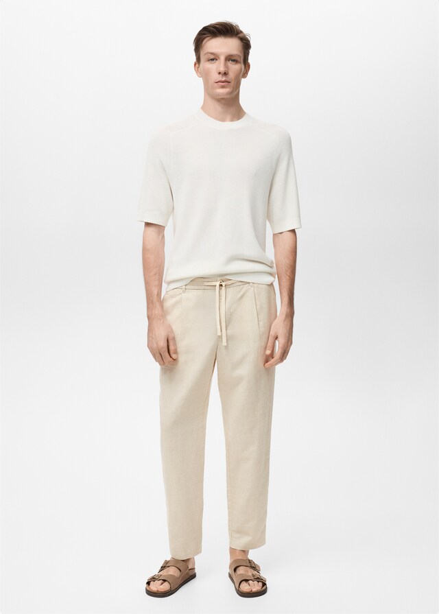 Mango Slim Fit-Leinenhose mit Kordel Verkauf