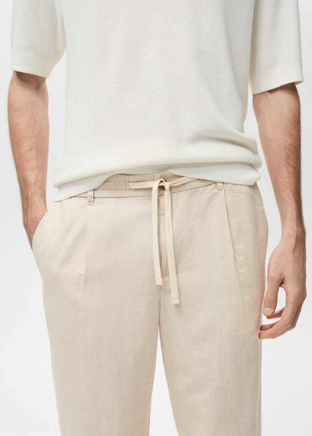 Mango Slim Fit-Leinenhose mit Kordel Verkauf