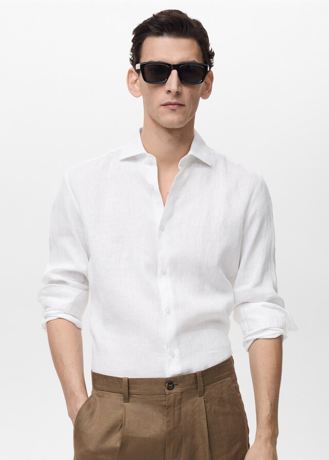 Mango Slim Fit-Hemd aus 100 % Leinen
